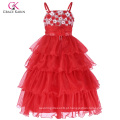 Grace Karin Spaghetti Straps Flower Girl Princess Bridesmaid Wedding Pageant Vestido de bolo vermelho CL010404-1